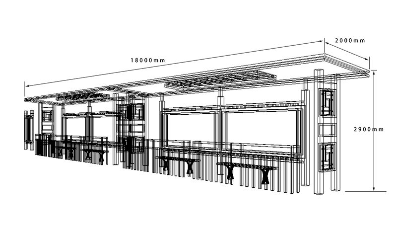 中式仿古公交站臺(tái)尺寸圖