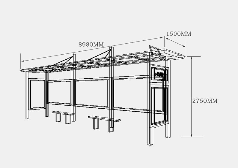 城市公交站候車亭尺寸圖