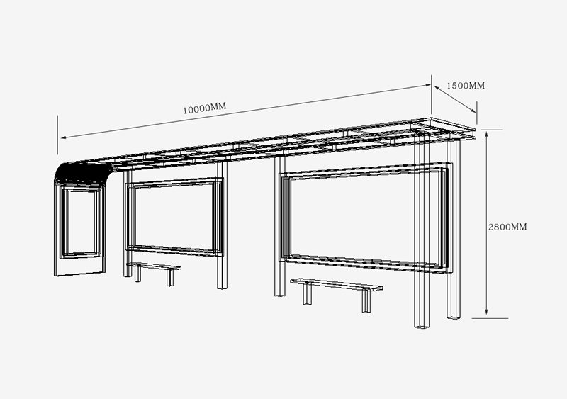 新款城市公交車站候車亭尺寸