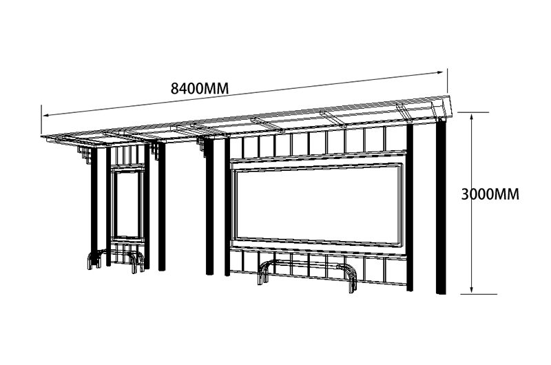 城市現(xiàn)代公交車站候車亭尺寸