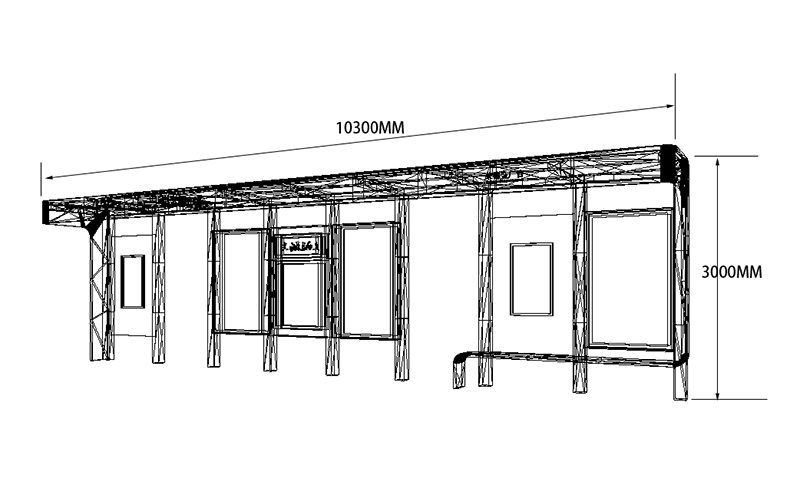 城市現(xiàn)代公交站臺候車亭尺寸