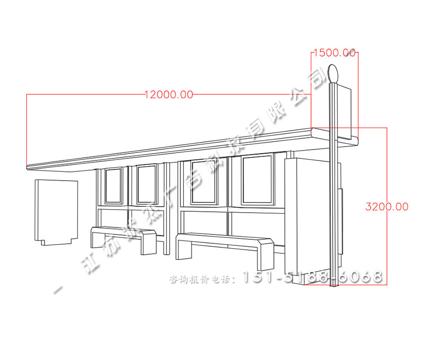 公交車站候車亭價格HCT-XD-1120